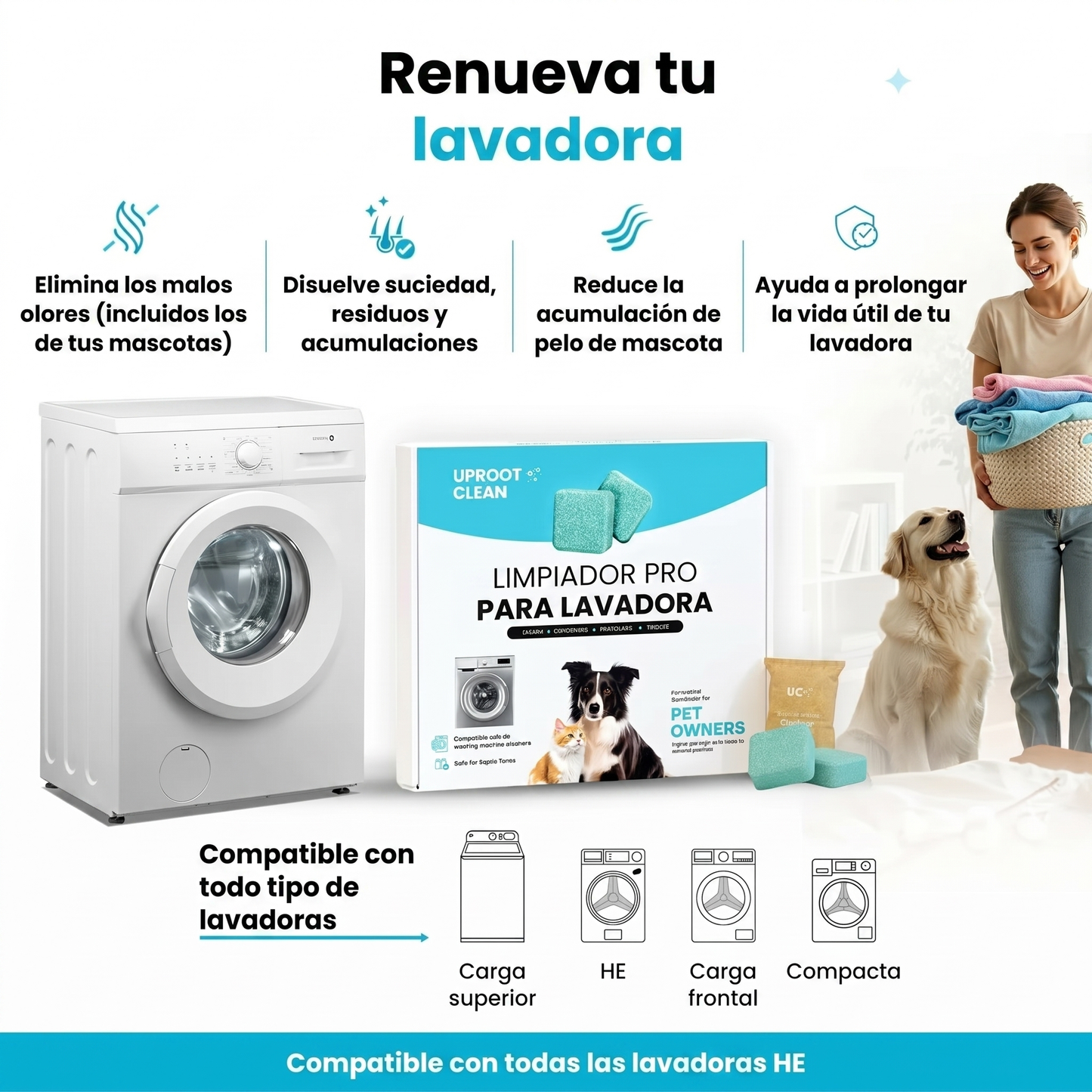 Pastillas Limpiadoras de Lavadora CleanWash Pro®